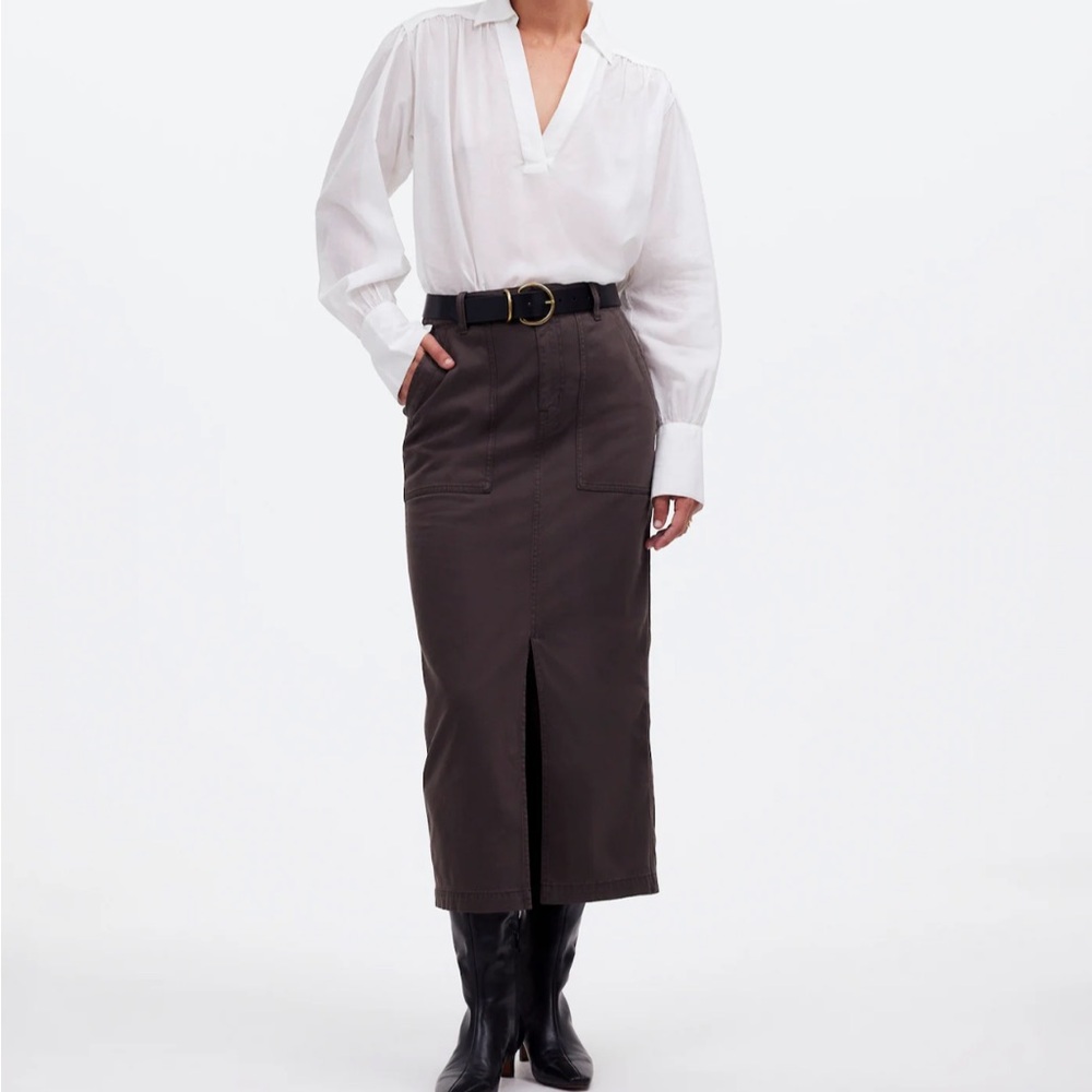 Madewell Twill Patch Pocket Midi Skirt